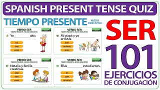 SER Spanish Present Tense Quiz  101 Exercises to Learn Basic Spanish  Verbo SER Tiempo Presente [upl. by Araihc]