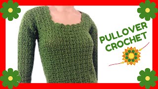 Pullover a crochet o ganchillo talle 38 para principiantes tutorial paso a paso Moda a Crochet [upl. by Arikal]