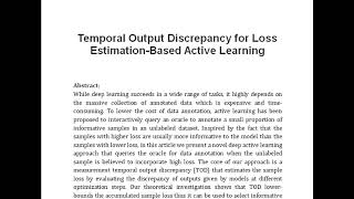 Temporal Output Discrepancy for Loss Estimation Based Active Learning [upl. by Berlin]