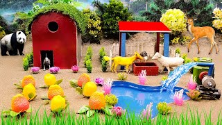 DIY mini Farm Diorama with House For Cow Goat  Dinosaur House Cow Shed water supply for animal 198 [upl. by Toni]