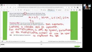 Envision Math 6 Lesson 34 Write Algebraic Expressions [upl. by Ellenet]