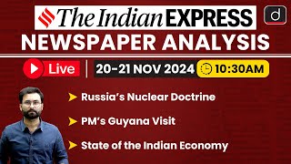 LIVE Newspaper Analysis  21 November 2024  The Indian Express  Drishti IAS English [upl. by Moneta399]