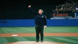 President Bush throws the first pitch of Game 3 of the 2001 World Series [upl. by Htnnek683]