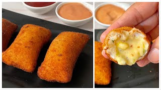 Crispy Creamy Cheesy Pockets  Crispy Cheesy Bread Pockets Easy Snacks Recipe Cheesy Bread Pockets [upl. by Aneerbas]