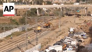 Repairs on railway lines continue in Spains Valencia after floods [upl. by Aenea]