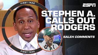 DONT ACT OBLIVIOUS  Stephen A CALLS OUT Aaron Rodgers on Robert Saleh comments  First Take [upl. by Jacie884]