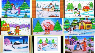 winter seasons drawing competition winter poster drawing  winter chart winterdrawing [upl. by Tseng939]