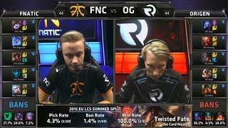 FNC vs OG Game 2 Highlights  FNATIC vs ORIGEN  Week 7 EU LCS SUMMER 2015 [upl. by Culley]