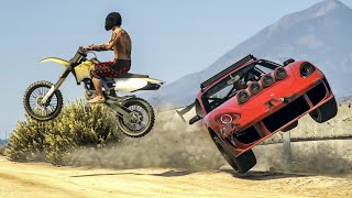 GTA V Off Road chase Dirt bike chases rally Pfister Porsche 718 Cayman [upl. by Poyssick]