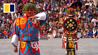 Thousands attend Bhutan’s ‘masked dance’ festival [upl. by Laurianne]