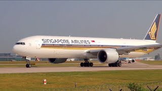 Singapore Airlines Boeing 777300ER Beautiful Takeoff from Manchester [upl. by Soisanahta]