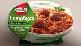 Hormel Compleats Spaghetti amp Turkey Meatballs Food Review [upl. by Nhguaved504]