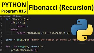 Python Program 16  Print Fibonacci series using Recursion in Python [upl. by Hui]