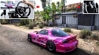 Forza Horizon 5  Drifting Mazda RX7 w900° Steering Wheel Setup [upl. by Weingarten101]