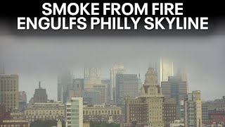 Philadelphia fire Smoke from massive fire engulfs Philadelphia skyline [upl. by Hoem274]