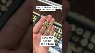 Mens Solid Gold Nugget Cross Pendants at Ijaz Jewelers goldpendants diamondpendant pendants [upl. by Hayden513]