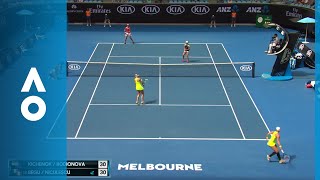 Friendly fire between Rodionova and Kichenok  Australian Open 2018 [upl. by Einnaffit902]