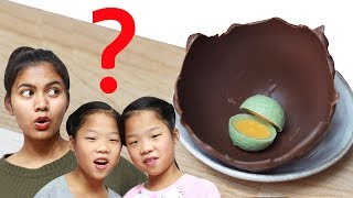 ENG 초콜렛 그릇 안에 뭘 넣어 먹을까 Chocolate bowl TwinRoozi Family Mukbang 쌍둥이루지 가족 먹방 [upl. by Ennahtebazile839]