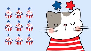 Learning Numbers for Toddlers  Learn Colors While Counting Red White amp Blue Cupcakes on 4th of July [upl. by Lati]