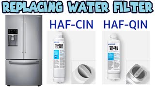 How to replace water filter in a Samsung Refrigerator with HAFCIN and HAFQIN filters [upl. by Lemaj327]