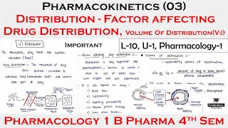 Pharmacokinetics 03  Distribution  factor affecting drug distribution  volume of distribution [upl. by Khosrow702]