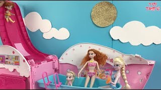 Frozen Dolls Elsa and Anna Pool Party Dress Up Shopping Barbie Morning Routine [upl. by Traggat]