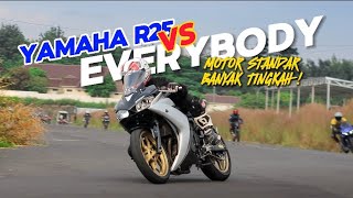 TRACKDAY R25 VS MT25 ZX25R R15 SATRIA FU cornering r25 mt25 r3 zx25r kawasaki r15 yzfr25 [upl. by Bilac]