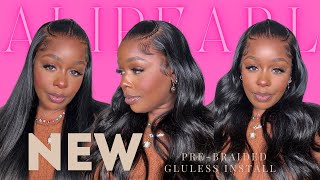 THE EASIEST STYLE NEW PREBRAIDED 100 GLUELESS 13X4 HD LACE WIG INSTALL ALIPEARL READY GO WIG [upl. by Asiluj]