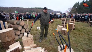 Лукашенко Не промахнись и не опозорься  Чемпионат по колке дров среди журналистов [upl. by Donetta]