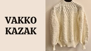 VAKKO KAZAK YAPIMI 🤩 POPÜLER ÇİÇEKLİ  YILDIZ KAZAK YAPIMI  TIĞ İŞİ KAZAK YAPIMI crochet [upl. by Chang]