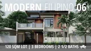 120 SQM 3 Bedroom Modern Filipino Small House Design  Modern Bahay na Bato  House Tour [upl. by Crowns]