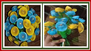 HOW TO MAKE TREE FOR BOTTLEPLASTIC BOTTLE IDEASPAPER CRAFTPAPER FLOWERPLASTIC BOTTLE DECORATION [upl. by Odnomor]