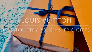 LOUIS VUITTON  UNBOXING THE NEW TRIO TOILETRY POUCH  REVIEW ON LV PERFUMES amp FREEBIES FROM LV [upl. by Perni554]