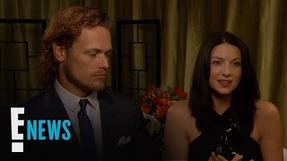 Sam Heughan Plays With quotOutlanderquot Baby Bump  E News [upl. by Nofpets745]