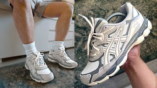 Asics Gel NYC Cream Oyster Grey  review amp on feet [upl. by Einoj]