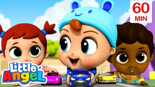 Toy Car Racing at the Playground  Little Angel  Sports amp Games Cartoons for Kids [upl. by Ydissahc]