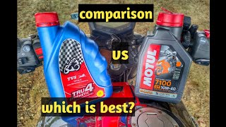 DETAILED COMPARISON BETWEEN TVS ENGINE OIL AND MOTUL ENGINE OILMOTUL 7100 10W 40TVS vs MOTUL [upl. by Sandry270]