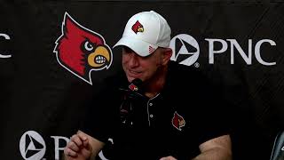 Louisville football coach Jeff Brohm players react to seasonopening win over Austin Peay [upl. by Nnairda186]