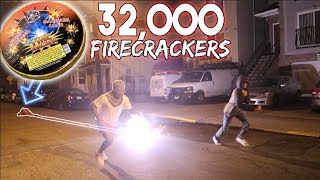 32000 FIRECRACKERS IN FRONT OF MY FRIENDS HOUSE PRANK [upl. by Ynohtnaluap]