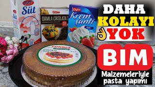 BİM MALZEMELERİYLE ÇOK KOLAY YAŞ PASTA YAPTIK 😍🤩👏🏻 PRATİK YAŞ PASTA😋 DOĞUM GÜNÜ PASTASI👌 [upl. by Noreen]