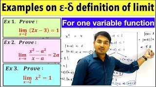 Examples on Epsilon Delta Definition of Limit for 1 variable functions [upl. by Lyontine]