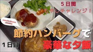 【食費節約】1日目スタート！節約ハンバーグで豪華な夕飯【チャレンジ】 [upl. by Reginauld]