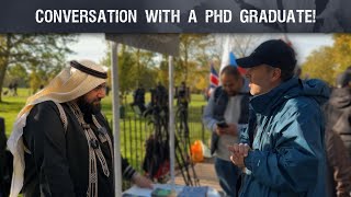 Conversation with a PhD graduate Sheikh Mohammed and visitor at speakers corner [upl. by Yssirc]