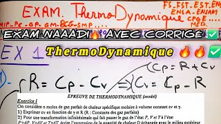 EXAM Corrigé THERMODYNAMIQUE ✔️  Exercice Thermodynamique ✅️ Question de cours [upl. by Freedman907]