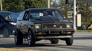 V8 Swapped Chevette Launching On The Street Chevy Chevette V8 Swap Sends It [upl. by Aja]