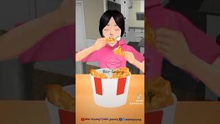 FRIED CHICKEN MUKBANG ASMR asmr mukbang emoticon emojieatingchallenge eatingsounds [upl. by Ycinuq868]