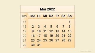 Kalender Mai 2022 [upl. by Tahpos555]