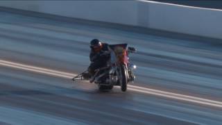 UNBELIEVALBE SAVE in Top Fuel Harley in Las Vegas NHRA [upl. by Yarw]