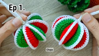 Ep1 🎄 Crochet Christmas Bauble Tutorial step by step  Christmas Decorations chrochet [upl. by Tabshey]