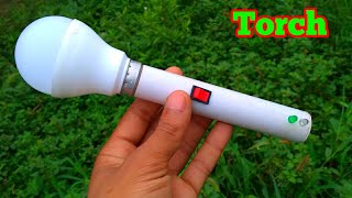 How to make rechargeable torch using lithium battery and LED bulb [upl. by Burhans684]